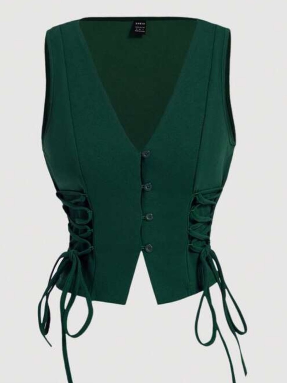SHEIN Dark Green Lace-Up V-Neck Vest